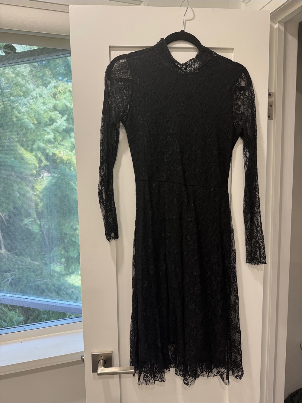 Zara Black Lace Long-Sleeve A-Line Dress